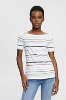 Stripe Boat Neck T-shirt - White