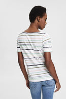 Stripe Boat Neck T-shirt - White