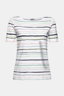 Stripe Boat Neck T-shirt - White