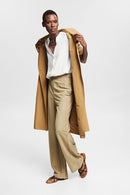 Shiny V Neck Blouse - Offwhite