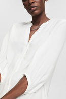 Shiny V Neck Blouse - Offwhite