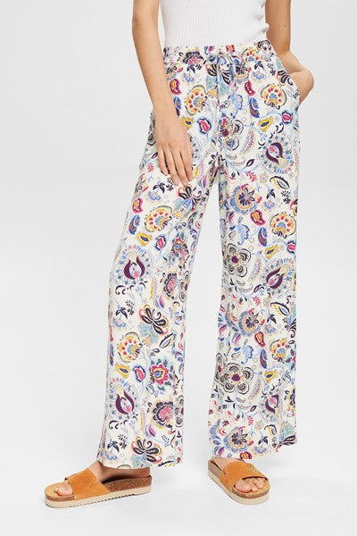 Floaty Print Trousers - Offwhite