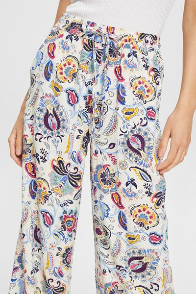 Floaty Print Trousers - Offwhite