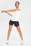 Drawstring Hem Sleeveless T - Offwhite