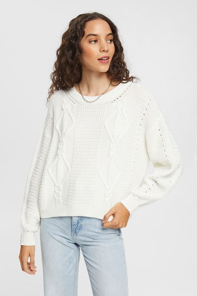 Casual Cable Jumper - Offwhite