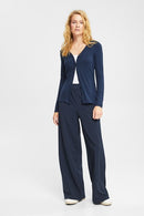 Casual Ribbed Cardigan - Navy