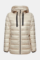 Casual Detachable Hood Quilted Ja - Cream Beige