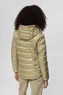 Casual Detachable Hood Quilted Ja - Light Khaki