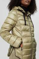 Casual Detachable Hood Quilted Ja - Light Khaki
