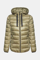 Casual Detachable Hood Quilted Ja - Light Khaki