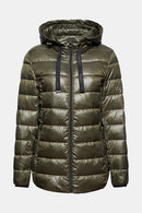 Casual Detachable Hood Quilted Ja - Khaki