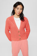 Tape Stitch Cardigan - Coral