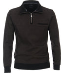Contrast Collar 1/2 Zip Jumper - Wood Brown