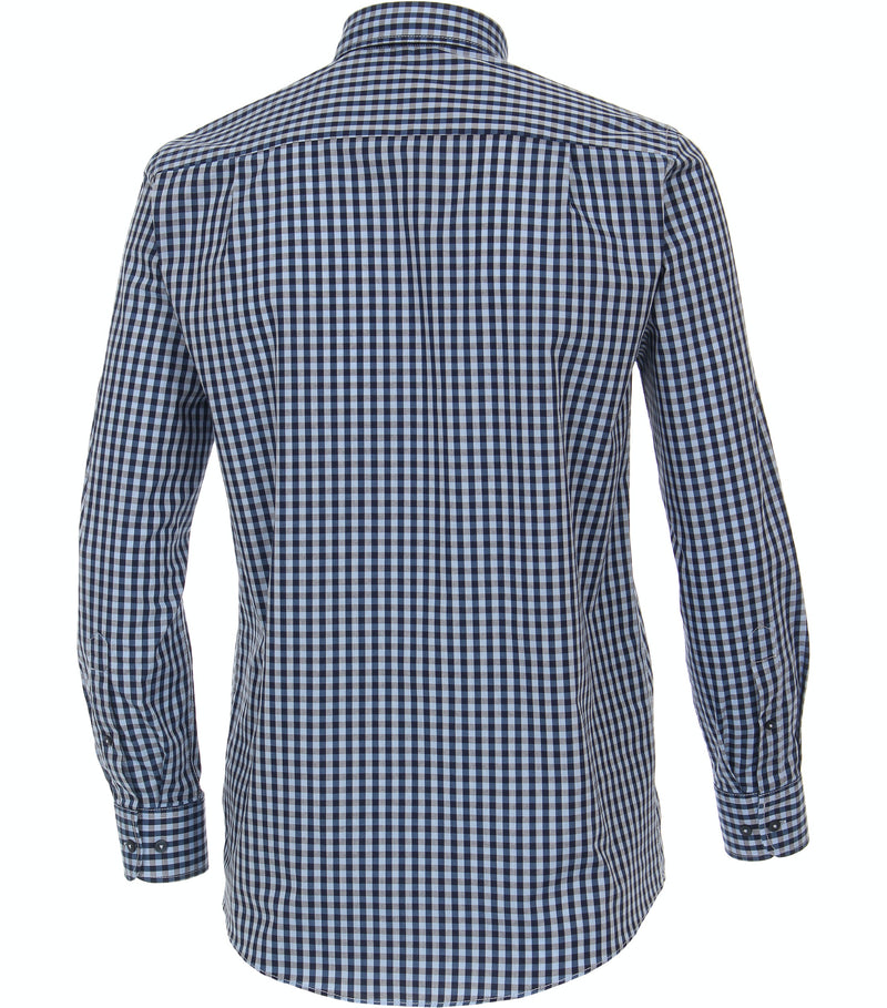 Long Sleeve Button Down Check Shirt - Blue