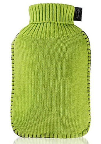 Fashy Hot water Bottle with Green Knitted Cover
