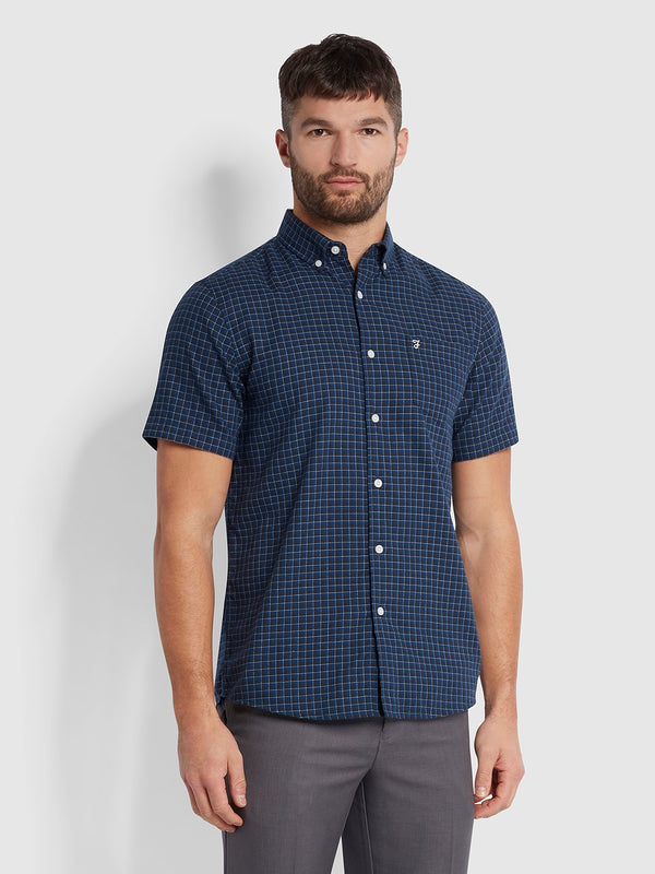 Evans Short Sleeve Check Shirt - Regatta Blue