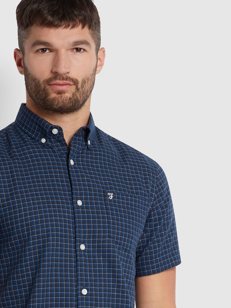 Evans Short Sleeve Check Shirt - Regatta Blue