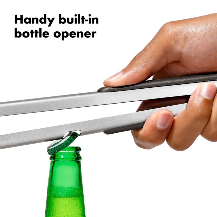 Grilling Tongs with Built-In Bottle Opener