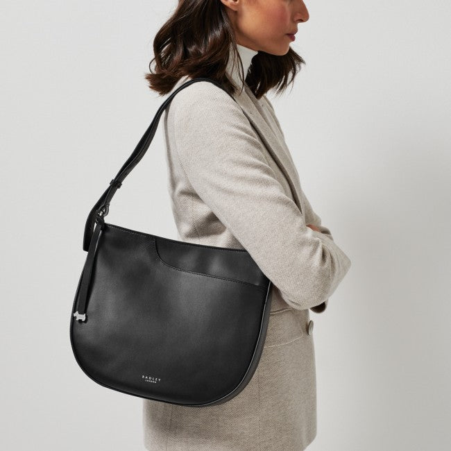 London Pockets Large Ziptop Shoulder Bag - Black