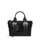 Curzon Street Faux Croc Ziptop Crossbody Bag - Black