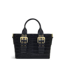 Curzon Street Faux Croc Ziptop Crossbody Bag - Black