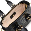 Curzon Street Faux Croc Ziptop Crossbody Bag - Black
