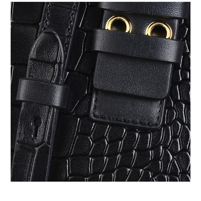 Curzon Street Faux Croc Ziptop Crossbody Bag - Black