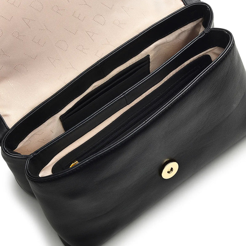 Mill Bay Stripe Flapover Crossbody - Black