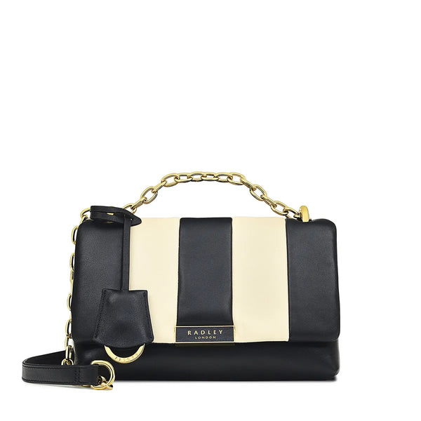 Mill Bay Stripe Flapover Crossbody - Black