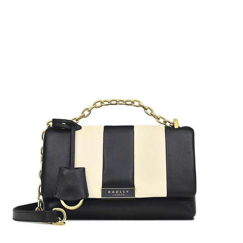 Mill Bay Stripe Flapover Crossbody - Black