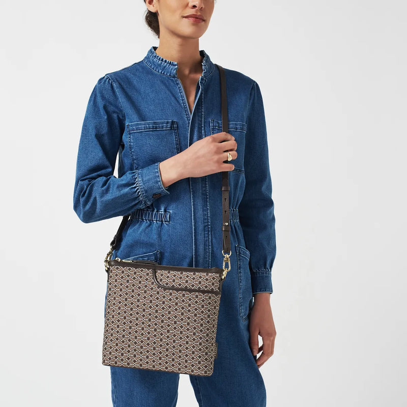 Pockets Medium Ziptop Crossbody Tortoise