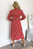 Cass Heart Midi Dress - Red Heart