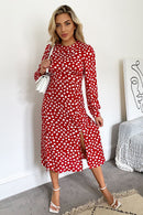 Cass Heart Midi Dress - Red Heart