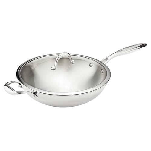 Horwoods 3-Ply 32cm Wok & Glass Lid