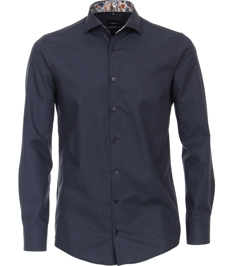 Plain Cutaway Long Sleeve Shirt - Dark Blue