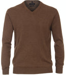 Plain V-neck Jumper - Wood Brown