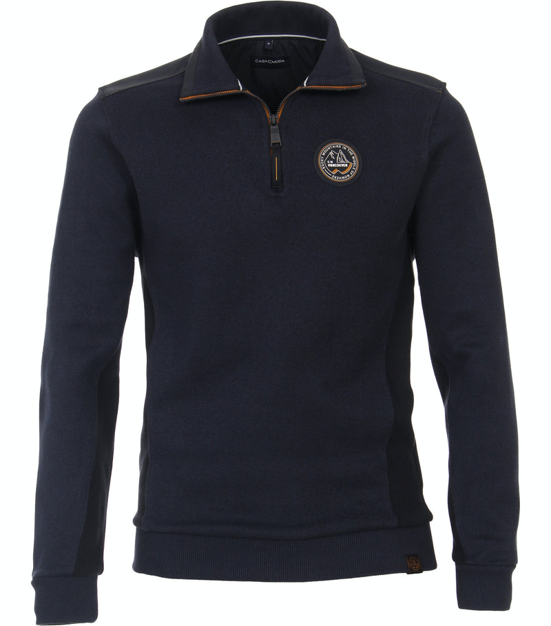 Plain Troyer Zip Jumper - Night Blue