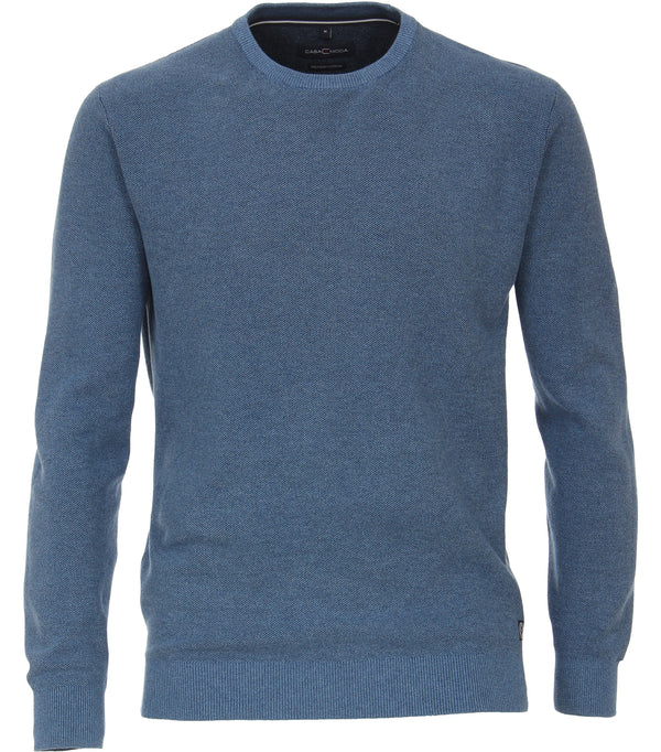 Patterned Crew Neck Jumper - Azure Blue