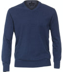 Plain V-neck Jumper - Medieval Blue
