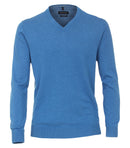 Plain V-neck Jumper - Blue