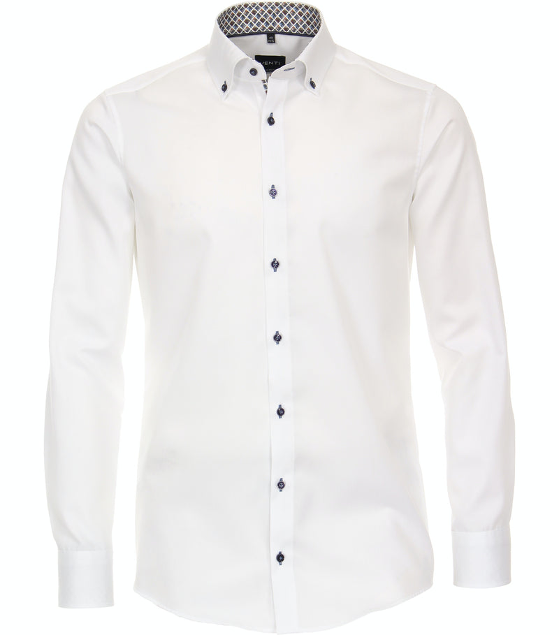 Plain Button Down Long Sleeve Shirt - White