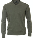 Plain V-neck Jumper - Moss Green