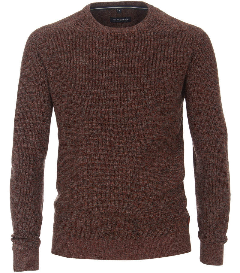 Patterned Round Neck Jumper - Rust