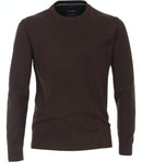 Patterned Crew Neck Jumper - Dark Brown
