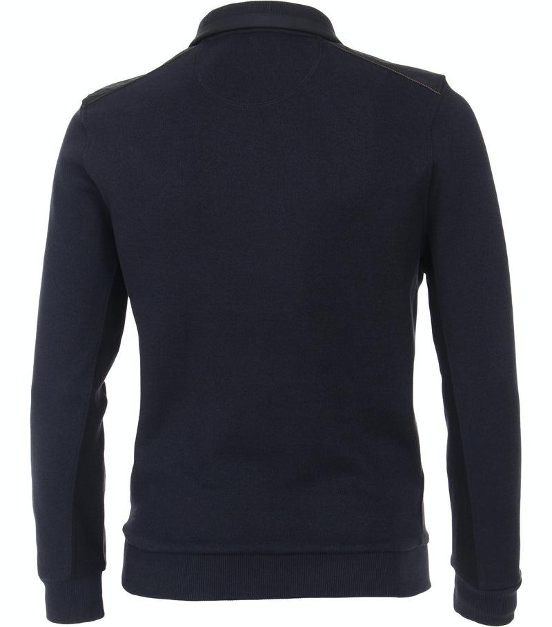 Plain Troyer Zip Jumper - Night Blue