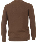 Plain V-neck Jumper - Wood Brown