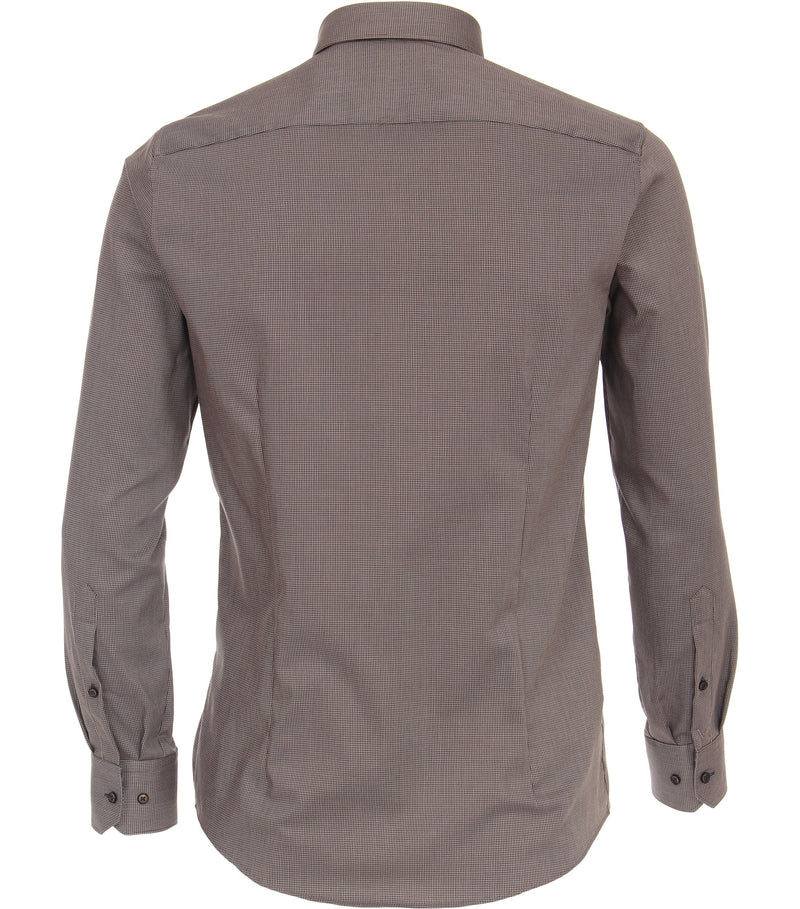 Plain Button Down Long Sleeve Shirt - Brown