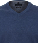Plain V-neck Jumper - Medieval Blue