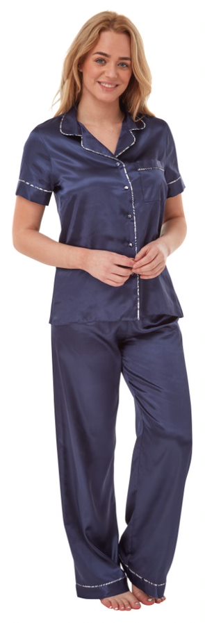 Satin Pyjama Set - Navy