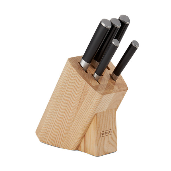 Poise 5 Piece Knife Block Set Wood